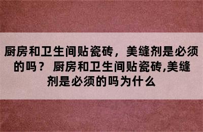 厨房和卫生间贴瓷砖，美缝剂是必须的吗？ 厨房和卫生间贴瓷砖,美缝剂是必须的吗为什么